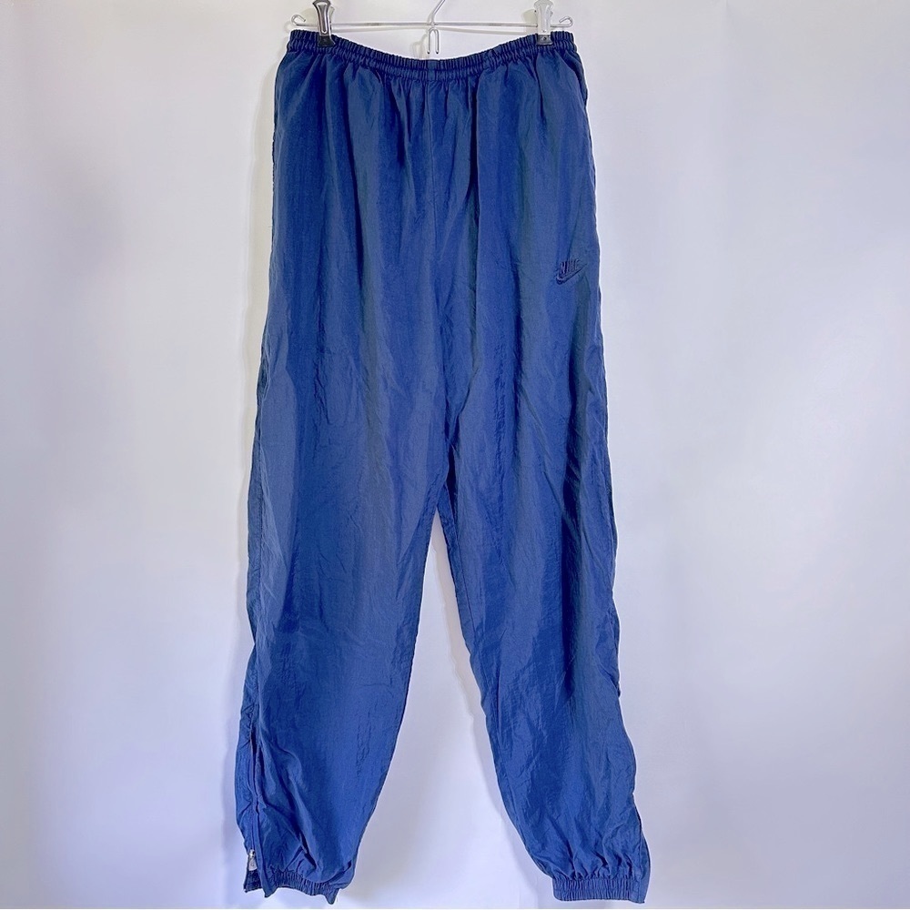 VINTAGE Nike Windbreaker nylon Track Pants navy Blue Y2K unisex Lined Adult